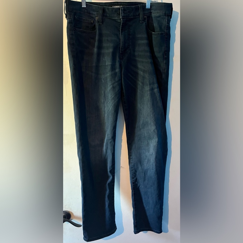 Men's Express Dark Blue Jeans Slim Straight Fit 34x32
